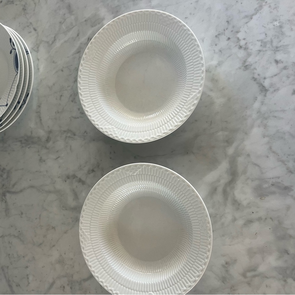 Set of 2 Royal Copenhagen White Fluted 4.6 oz. Soup Bowl gently used no chips